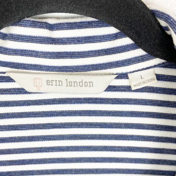 Erin London Stripe Blazer Jacket Prep Academia Business Nautical Blue White LG - Picture 6 of 7